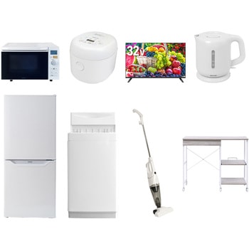 【家電セット】8点セット (6kg洗濯機 106L冷蔵庫 オーブンレンジ 炊飯器 32型液晶テレビ 電気ケトル スティッククリーナー レンジラック) YAMAZEN(山善)
