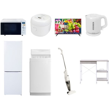 【家電セット】8点セット (6kg洗濯機 157L冷蔵庫 オーブンレンジ 炊飯器 32型液晶テレビ 電気ケトル スティッククリーナー レンジラック) YAMAZEN(山善)
