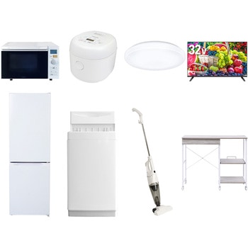 【家電セット】8点セット (6kg洗濯機 157L冷蔵庫 オーブンレンジ 炊飯器 シーリングライト 32型液晶テレビ スティッククリーナー レンジラック) YAMAZEN(山善)