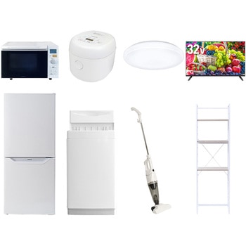 【家電セット】8点セット (6kg洗濯機 106L冷蔵庫 オーブンレンジ 炊飯器 シーリングライト 32型液晶テレビ スティッククリーナー 家電収納ラック) - YAMAZEN(山善)