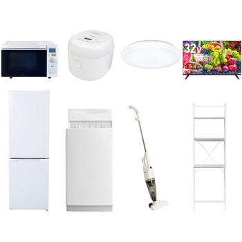 【家電セット】8点セット (6kg洗濯機 157L冷蔵庫 オーブンレンジ 炊飯器 シーリングライト 32型液晶テレビ スティッククリーナー 家電収納ラック) YAMAZEN(山善)
