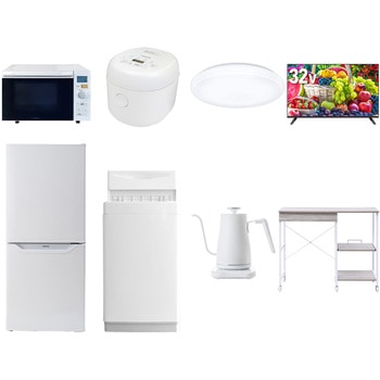 【家電セット】8点セット (6kg洗濯機 106L冷蔵庫 オーブンレンジ 炊飯器 シーリングライト 32型液晶テレビ 温調ケトル レンジラック) YAMAZEN(山善)