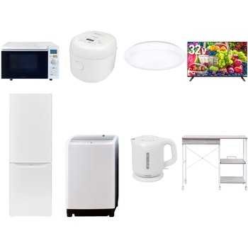 【家電セット】8点セット (8kg洗濯機 173L冷蔵庫 オーブンレンジ 炊飯器 シーリングライト 32型液晶テレビ 電気ケトル レンジラック) YAMAZEN(山善)