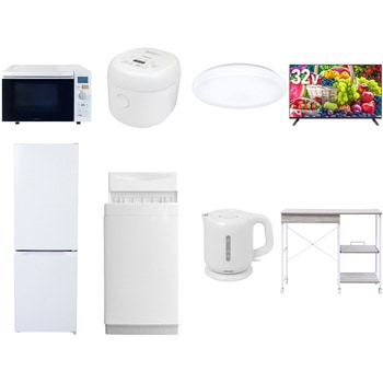 【家電セット】8点セット (6kg洗濯機 157L冷蔵庫 オーブンレンジ 炊飯器 シーリングライト 32型液晶テレビ 電気ケトル レンジラック) YAMAZEN(山善)