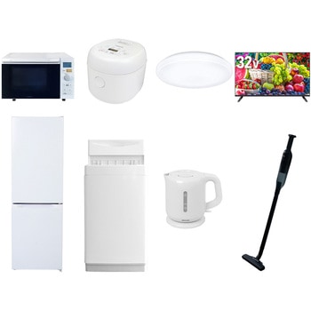 【家電セット】8点セット (6kg洗濯機 157L冷蔵庫 オーブンレンジ 炊飯器 シーリングライト 32型液晶テレビ 電気ケトル 軽量クリーナー) YAMAZEN(山善)