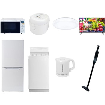 【家電セット】8点セット (6kg洗濯機 106L冷蔵庫 オーブンレンジ 炊飯器 シーリングライト 32型液晶テレビ 電気ケトル 軽量クリーナー) YAMAZEN(山善)