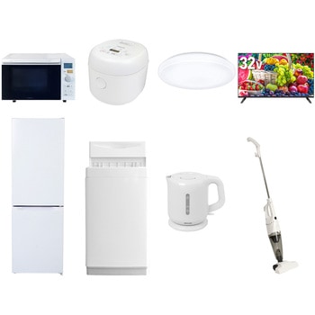 【家電セット】8点セット (6kg洗濯機 157L冷蔵庫 オーブンレンジ 炊飯器 シーリングライト 32型液晶テレビ 電気ケトル スティッククリーナー) YAMAZEN(山善)