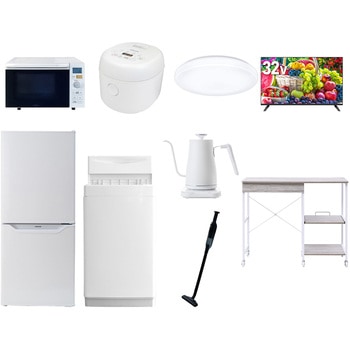 【家電セット】9点セット (6kg洗濯機 106L冷蔵庫 オーブンレンジ 炊飯器 シーリングライト 32型液晶テレビ 温調ケトル 軽量クリーナー レンジラック) YAMAZEN(山善)