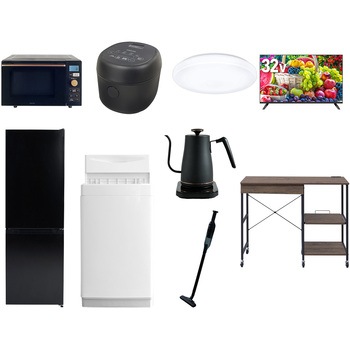 【家電セット】9点セット (6kg洗濯機 157L冷蔵庫 オーブンレンジ 炊飯器 シーリングライト 32型液晶テレビ 温調ケトル 軽量クリーナー レンジラック) YAMAZEN(山善)