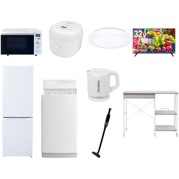 【家電セット】9点セット (6kg洗濯機 157L冷蔵庫 オーブンレンジ 炊飯器 シーリングライト 32型液晶テレビ 電気ケトル 軽量クリーナー レンジラック) YAMAZEN(山善)
