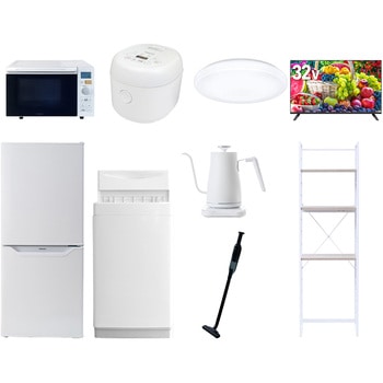 【家電セット】9点セット (6kg洗濯機 106L冷蔵庫 オーブンレンジ 炊飯器 シーリングライト 32型液晶テレビ 温調ケトル 軽量クリーナー 家電収納ラック) YAMAZEN(山善)