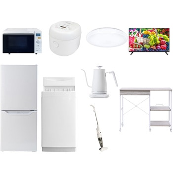 【家電セット】9点セット (6kg洗濯機 106L冷蔵庫 オーブンレンジ 炊飯器 シーリングライト 32型液晶テレビ 温調ケトル スティッククリーナー レンジラック) YAMAZEN(山善)