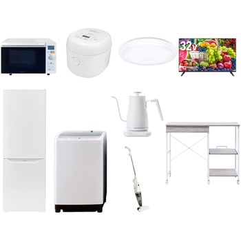【家電セット】9点セット (8kg洗濯機 173L冷蔵庫 オーブンレンジ 炊飯器 シーリングライト 32型液晶テレビ 温調ケトル スティッククリーナー レンジラック) YAMAZEN(山善)