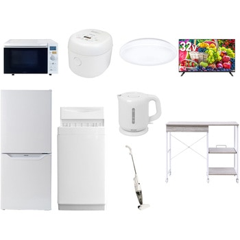 【家電セット】9点セット (6kg洗濯機 106L冷蔵庫 オーブンレンジ 炊飯器 シーリングライト 32型液晶テレビ 電気ケトル スティッククリーナー レンジラック) YAMAZEN(山善)