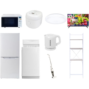 【家電セット】9点セット (6kg洗濯機 106L冷蔵庫 オーブンレンジ 炊飯器 シーリングライト 32型液晶テレビ 電気ケトル スティッククリーナー 家電収納ラック) YAMAZEN(山善)