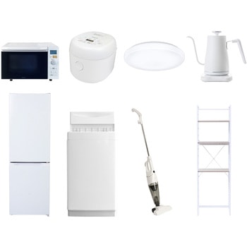 【家電セット】8点セット (157L冷蔵庫 6kg洗濯機 家電収納ラック オーブンレンジ 炊飯器 トースター 電気ケトル)単身赴任 オフィス 事務所 引越し YAMAZEN(山善)