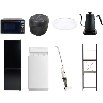 【家電セット】8点セット (157L冷蔵庫 6kg洗濯機 家電収納ラック オーブンレンジ 炊飯器 トースター 電気ケトル)単身赴任 オフィス 事務所 引越し YAMAZEN(山善)