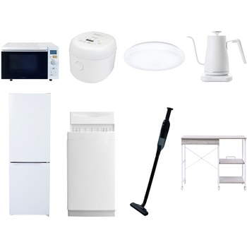 【家電セット】8点セット (6kg洗濯機 157L冷蔵庫 オーブンレンジ 炊飯器 シーリングライト 温調ケトル 軽量クリーナー レンジラック) YAMAZEN(山善)
