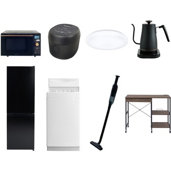 【家電セット】8点セット (6kg洗濯機 157L冷蔵庫 オーブンレンジ 炊飯器 シーリングライト 温調ケトル 軽量クリーナー レンジラック) YAMAZEN(山善)