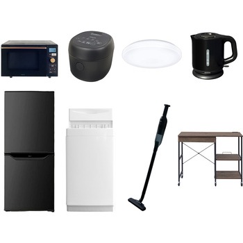 【家電セット】8点セット (6kg洗濯機 106L冷蔵庫 オーブンレンジ 炊飯器 シーリングライト 電気ケトル 軽量クリーナー レンジラック) YAMAZEN(山善)