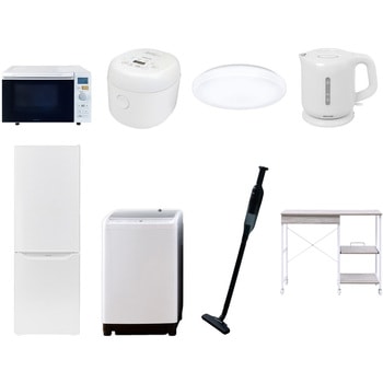 【家電セット】8点セット (8kg洗濯機 173L冷蔵庫 オーブンレンジ 炊飯器 シーリングライト 電気ケトル 軽量クリーナー レンジラック) YAMAZEN(山善)
