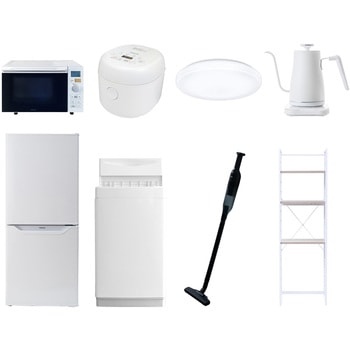 【家電セット】8点セット (6kg洗濯機 106L冷蔵庫 オーブンレンジ 炊飯器 シーリングライト 温調ケトル 軽量クリーナー 家電収納ラック) YAMAZEN(山善)