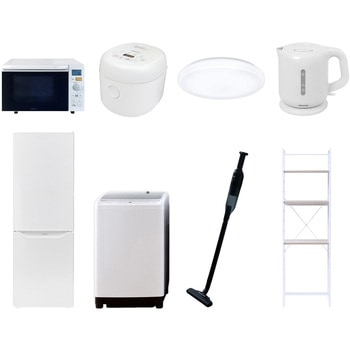 【家電セット】8点セット (8kg洗濯機 173L冷蔵庫 オーブンレンジ 炊飯器 シーリングライト 電気ケトル 軽量クリーナー 家電収納ラック) YAMAZEN(山善)