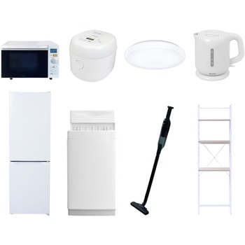 【家電セット】8点セット (6kg洗濯機 157L冷蔵庫 オーブンレンジ 炊飯器 シーリングライト 電気ケトル 軽量クリーナー 家電収納ラック) YAMAZEN(山善)