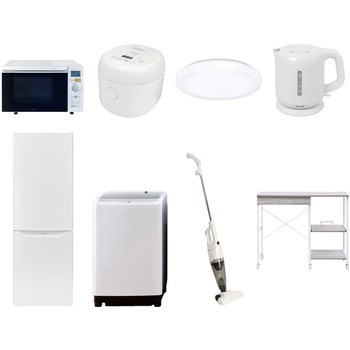 【家電セット】8点セット (8kg洗濯機 173L冷蔵庫 オーブンレンジ 炊飯器 シーリングライト 電気ケトル スティッククリーナー レンジラック) YAMAZEN(山善)