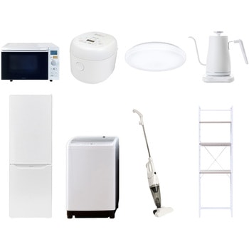 【家電セット】8点セット (8kg洗濯機 173L冷蔵庫 オーブンレンジ 炊飯器 シーリングライト 温調ケトル スティッククリーナー 家電収納ラック) YAMAZEN(山善)