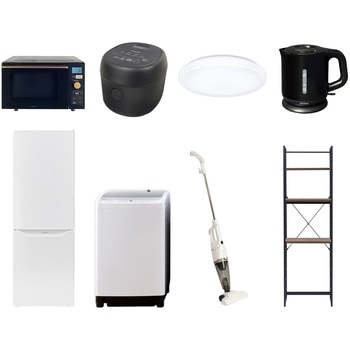 106L6/32TV81W6テンBK4 【家電セット】8点セット (8kg洗濯機 173L冷蔵庫 オーブンレンジ 炊飯器 シーリングライト 電気ケトル スティッククリーナー 家電収納ラック) YAMAZEN(山善) 09976955