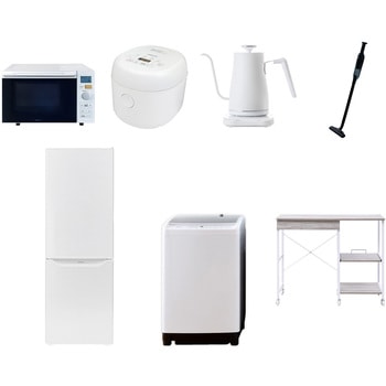 【家電セット】7点セット (8kg洗濯機 173L冷蔵庫 オーブンレンジ 炊飯器 温調ケトル 軽量クリーナー レンジラック) - YAMAZEN(山善)
