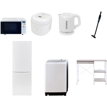 【家電セット】7点セット (8kg洗濯機 173L冷蔵庫 オーブンレンジ 炊飯器 電気ケトル 軽量クリーナー レンジラック) YAMAZEN(山善)