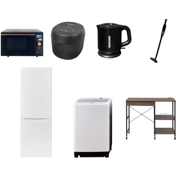 【家電セット】7点セット (8kg洗濯機 173L冷蔵庫 オーブンレンジ 炊飯器 電気ケトル 軽量クリーナー レンジラック) YAMAZEN(山善)