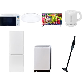 【家電セット】7点セット (8kg洗濯機 173L冷蔵庫 オーブンレンジ シーリングライト 32型液晶テレビ 電気ケトル 軽量クリーナー) YAMAZEN(山善)