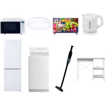 【家電セット】8点セット (6kg洗濯機 157L冷蔵庫 オーブンレンジ シーリングライト 32型液晶テレビ 電気ケトル 軽量クリーナー レンジラック) YAMAZEN(山善)