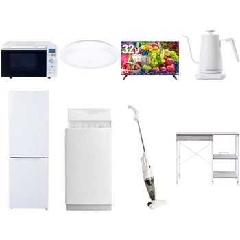 【家電セット】8点セット (6kg洗濯機 157L冷蔵庫 オーブンレンジ シーリングライト 32型液晶テレビ 温調ケトル スティッククリーナー レンジラック) YAMAZEN(山善)