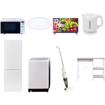 【家電セット】8点セット (8kg洗濯機 173L冷蔵庫 オーブンレンジ シーリングライト 32型液晶テレビ 電気ケトル スティッククリーナー レンジラック) YAMAZEN(山善)