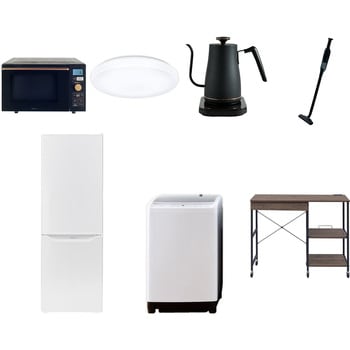 【家電セット】7点セット (8kg洗濯機 173L冷蔵庫 オーブンレンジ シーリングライト 温調ケトル 軽量クリーナー レンジラック) YAMAZEN(山善)