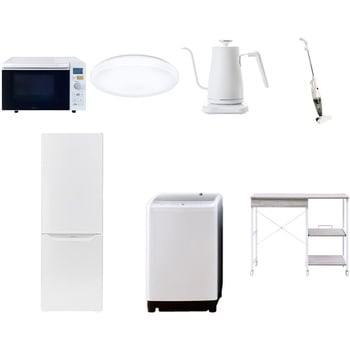 【家電セット】7点セット (8kg洗濯機 173L冷蔵庫 オーブンレンジ シーリングライト 温調ケトル スティッククリーナー レンジラック) - YAMAZEN(山善)