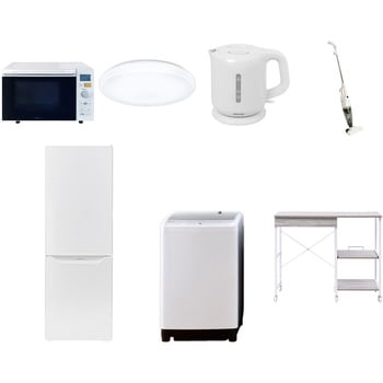 【家電セット】7点セット (8kg洗濯機 173L冷蔵庫 オーブンレンジ シーリングライト 電気ケトル スティッククリーナー レンジラック) YAMAZEN(山善)