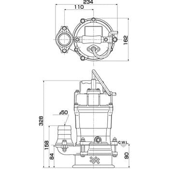 一般工事排水用水中ポンプ HS型 単相100V 非自動形 吐出口径50mm