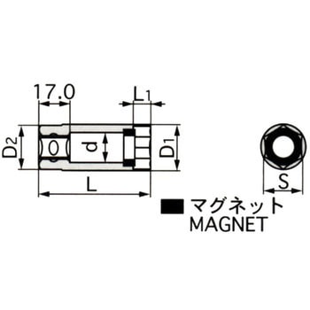 プラグ用ソケット(6角、マグネット付) TONE トネ (前田金属工業)