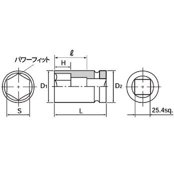 25.4sqインパクトレンチ用ホイールナットソケット(薄肉) KTC トラック