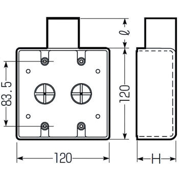 露出スイッチボックス 2ヶ用 種類1方出 SW1-14WJ