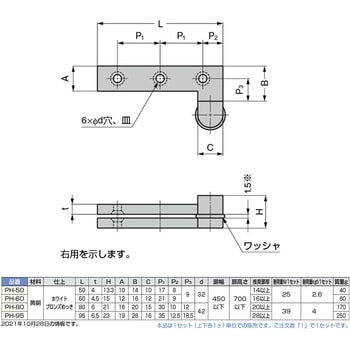 Pヒンジ平型 PH型 インセット扉用 スガツネ(LAMP) Pヒンジ・ピボット