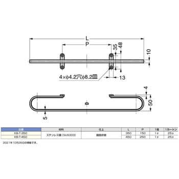 KB-T-350 ステンレスタオル掛 1個 スガツネ(LAMP) 【通販サイトMonotaRO】