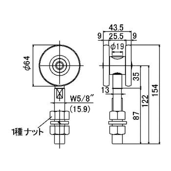 ダイケン ダイケン 4号ステンレスドアハンガー用リング付単車2型