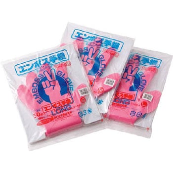 エンボス手袋ロングピンクM寸 東京パック