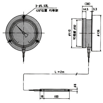 VB-100P 0：100℃(4300-01) 蒸気圧式隔測指示温度計 1個 佐藤計量器
